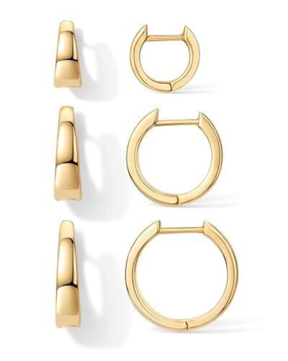 5366 18K Yellow Gold Plated 925 Sterling Silver Posts Three Pairs Small